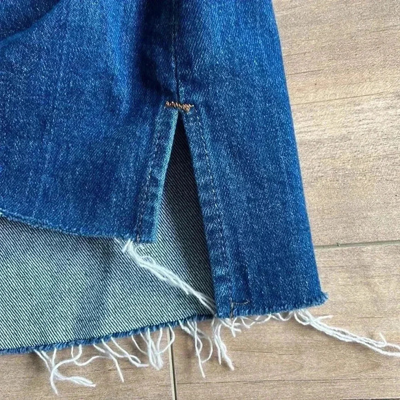Madewell Raw Hem Step Hem Edition Medium Wash Stretch Denim Mini Skirt Size 27 - Picture 8 of 12